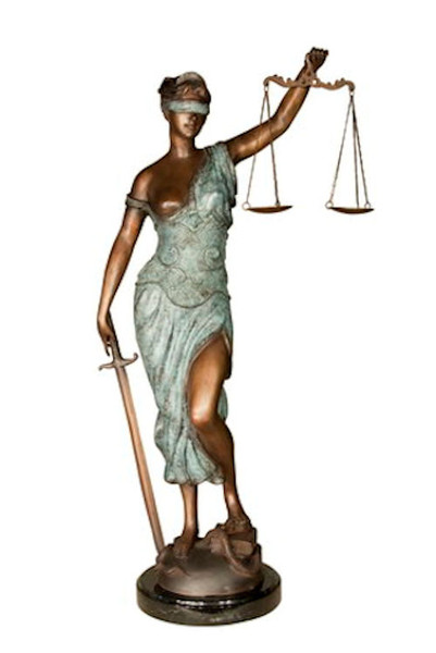 Blind Lady Justice Bronze Sculpture Law Office High End Statue Figure